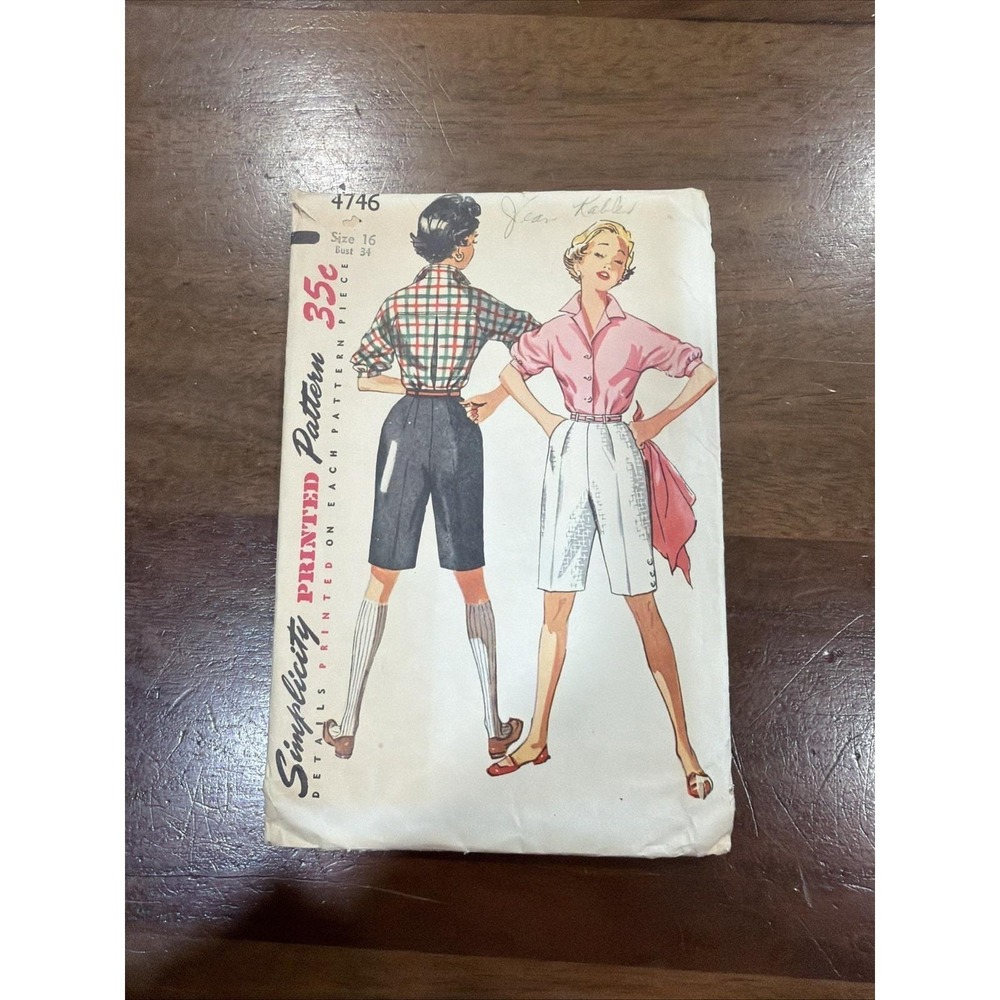 VINTAGE 1954 SIMPLICITY PATTERN 4746 BLOUSE AND SHORTS